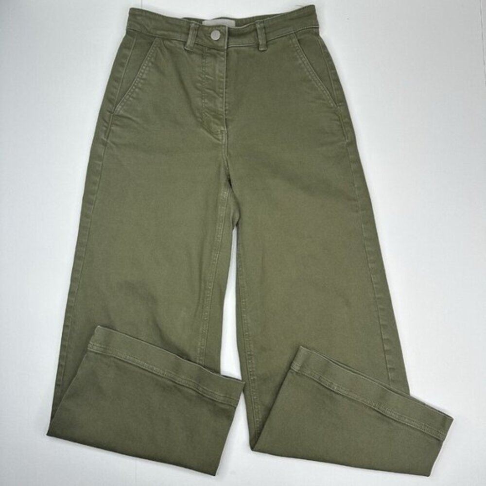 Everlane Womens Cropped Wide Leg Pants‎ Kalamata Green High Rise Stretch Size 2